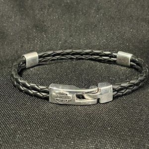 HARLEY DAVIDSON LADIES STERLING SILVER LEATHER BRACELET